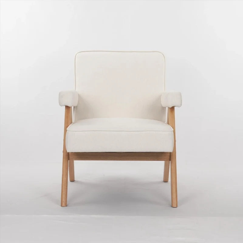 Solid Wood Leisure Chair with Cushions and Armrests for Living Room or Bedroom