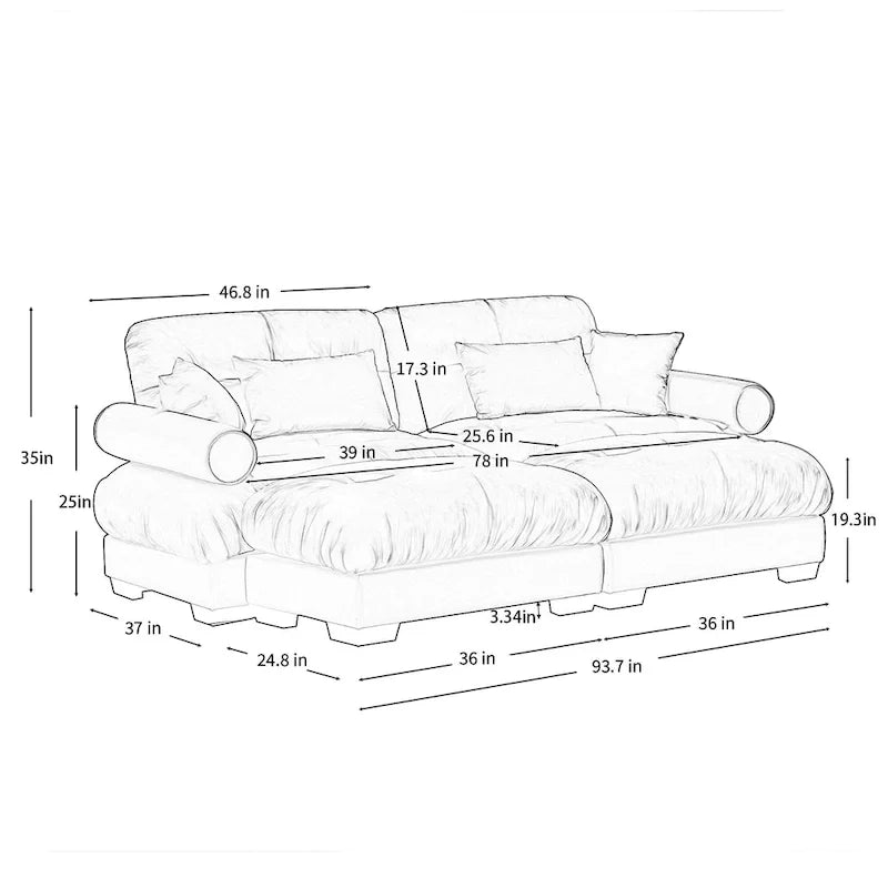 Modulares Ecksofa mit 2 Hockern, bezogen mit Samtstoff