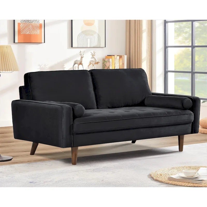 Wood Frame Velvet Tufted Sofa