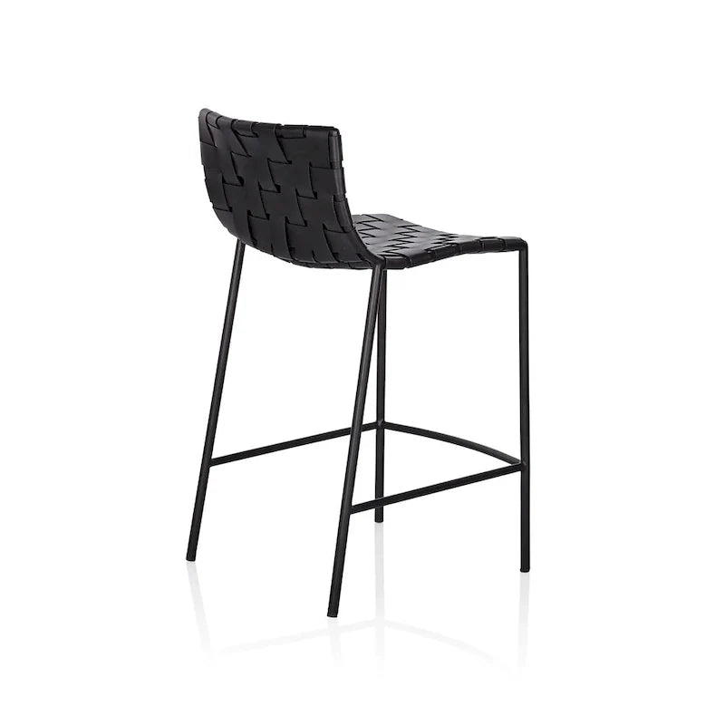 Mid-century Modern Leather Weave Bar Stool (26-inch/ 30-inch) (Single)