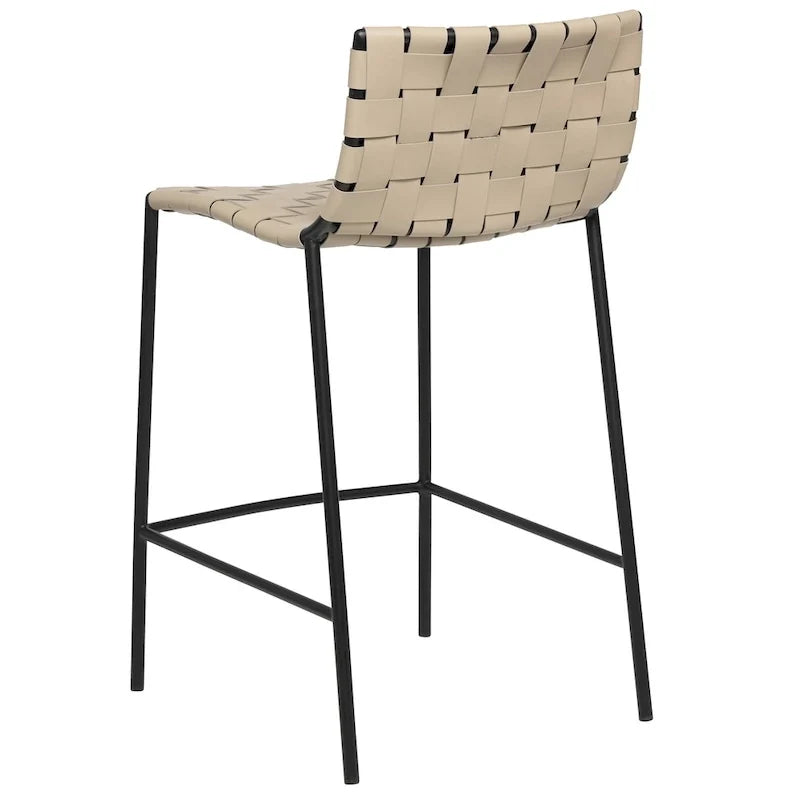 Mid-century Modern Leather Weave Bar Stool (26-inch/ 30-inch) (Single)