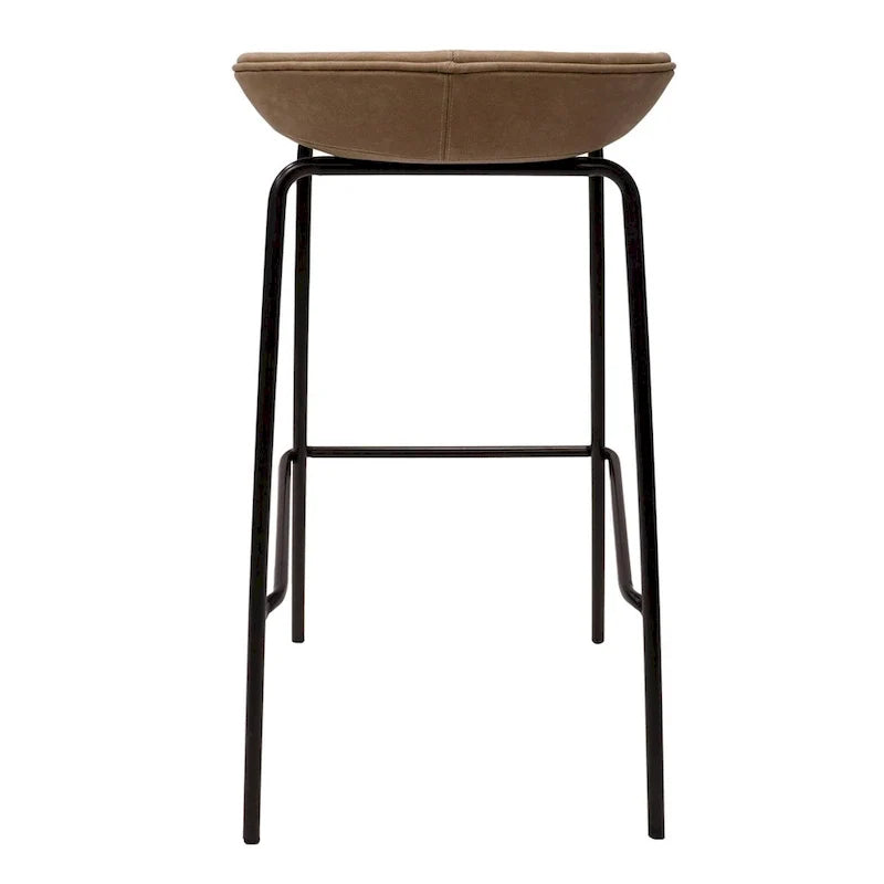 Leather Barstool with Powder-Coated Iron Frame Set of 2 Series