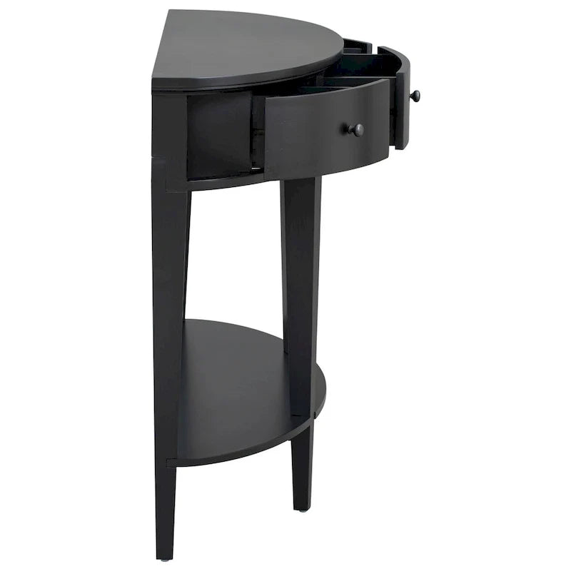 Moderner geschwungener Konsolentisch, Sofatisch,3 Schubladen,1 Regal,Schwarz